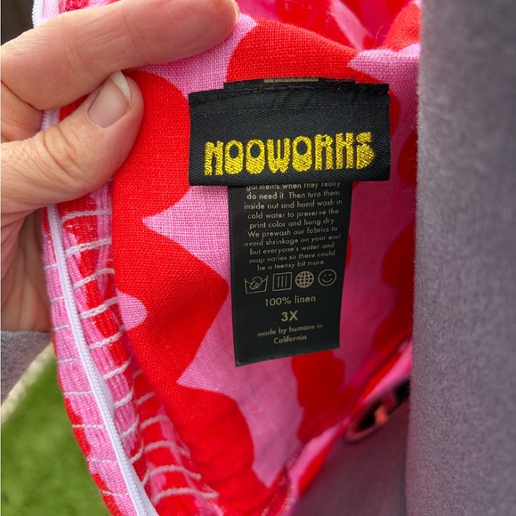 Linen Princess Dress Pink Squiggle - Picture 2 of 4